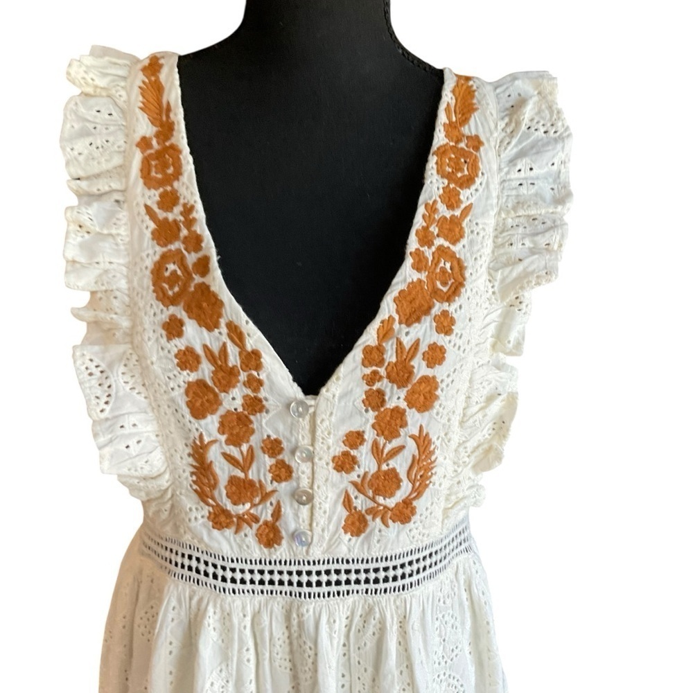 Allison New York Embroidered Lace Maxi Dress Ivory Size M NWT - Picture 3 of 9